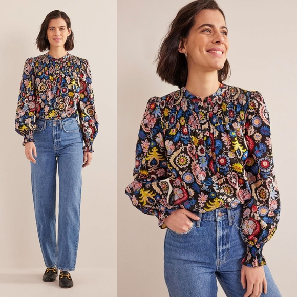 Boden Smocked Yoke Cotton Blouse - Picture 9 of 9